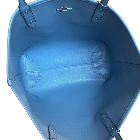 SOLD! Coach Signature Monogram City Tote Reversible Bag Beige Cornflower Blue - Picture 7 of 8